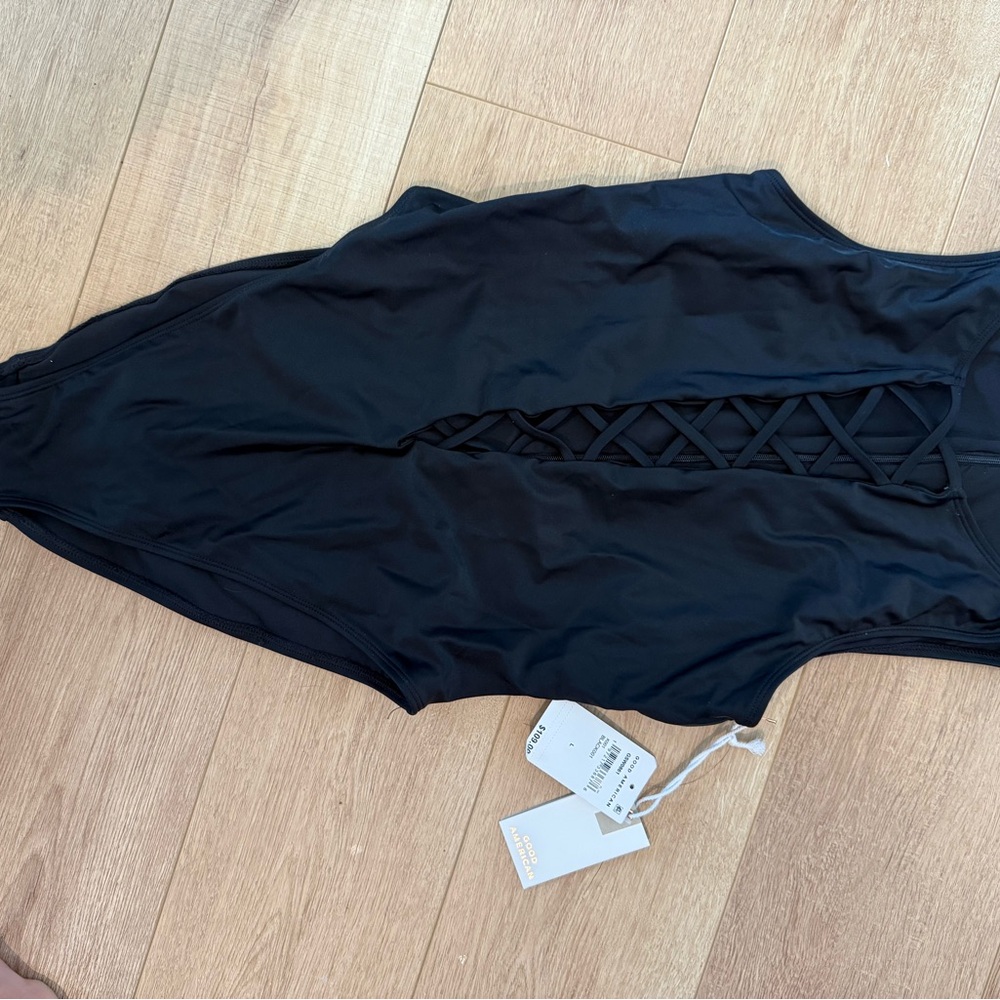 Good American One-Piece Swimsuit with Crisscross front and zip back